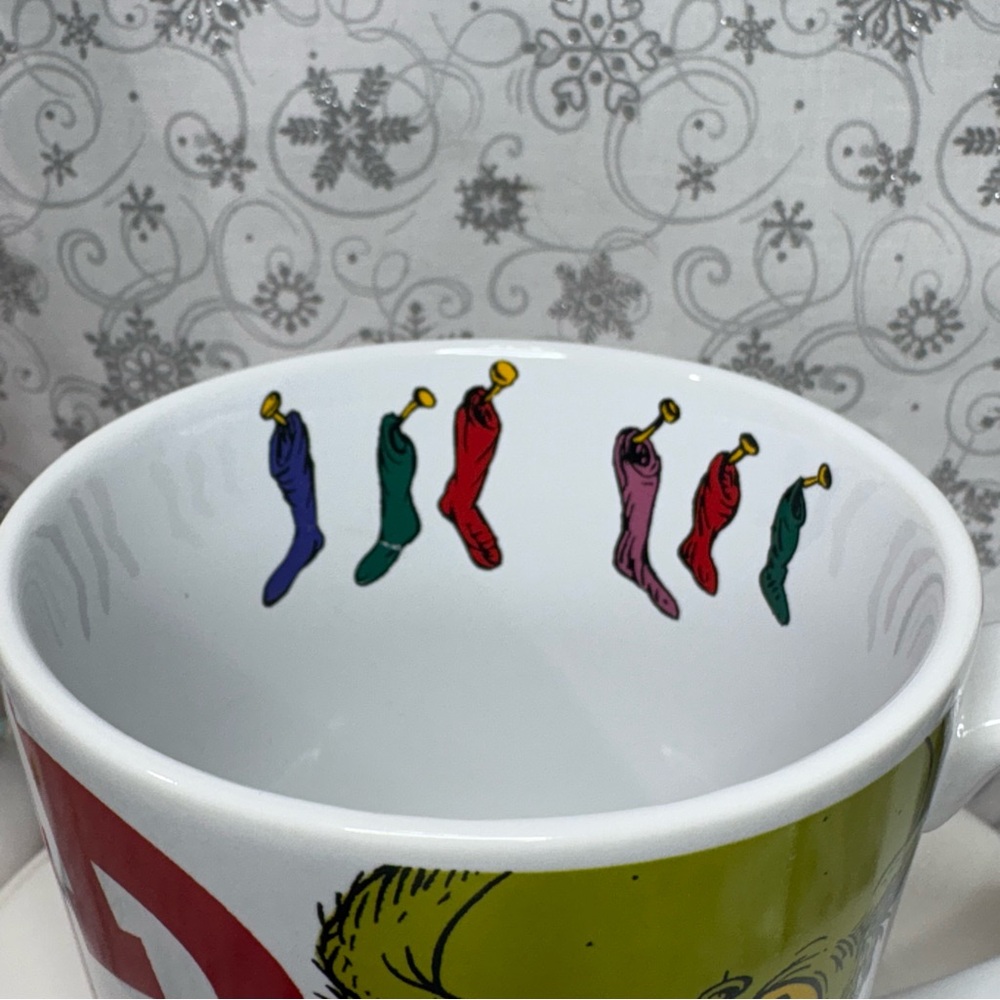 How The Grinch Stole Christmas 65th Anniversary Stockings Ceramic Coffee Mugs x2 - Picture 7 of 12